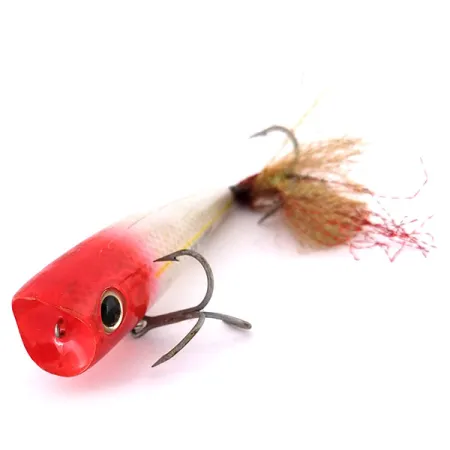 XCalibur Excalibur Super Pop-R Topwater, Argent-Rouge, 10g, Plumes, #10014