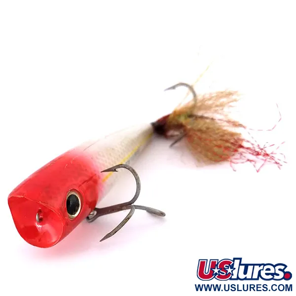 XCalibur Excalibur Super Pop-R Topwater, Argent-Rouge, 10g, Plumes, #10014