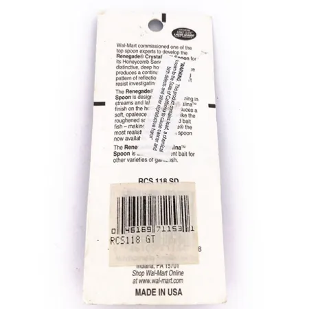 Renegade Crystalina Spoon Cuillère, Orange/Noir, 7g, Panal, #10039