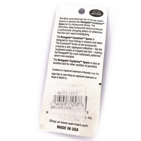 Renegade Crystalina Spoon Cuillère, Vert-Or-Orange, 11g, Alvéolé, #10040