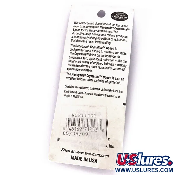 Renegade Crystalina Spoon Cuillère, Vert-Or-Orange, 11g, Alvéolé, #10040