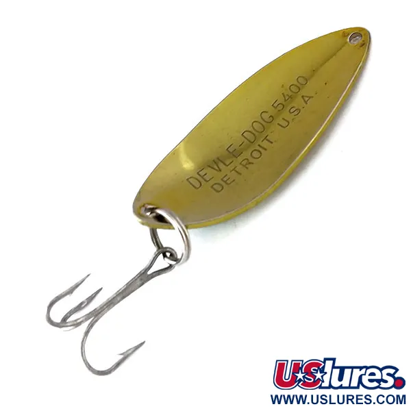 Dardevle Devle Dog 5400 Cuillère, Or / Vert, 14g, Logo Diable, #10054