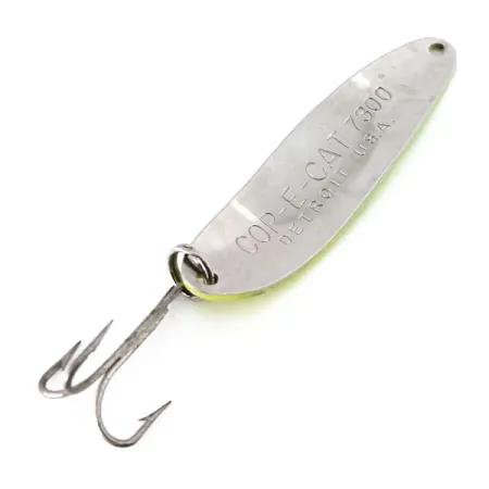 Dardevle Cop-E-Cat 7300 UV Cuillère, Jaune/Vert/Nickel, 10g, UV, #10360