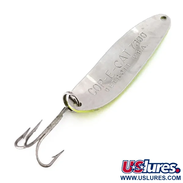 Dardevle Cop-E-Cat 7300 UV Cuillère, Jaune/Vert/Nickel, 10g, UV, #10360