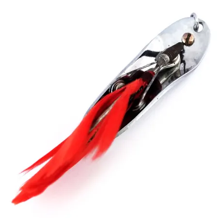 Pflueger Chum Weedless Spoon Cuillère, Nickel/Rouge, 8g, Plumes, #10600