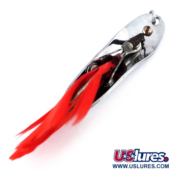 Pflueger Chum Weedless Spoon Cuillère, Nickel/Rouge, 8g, Plumes, #10600