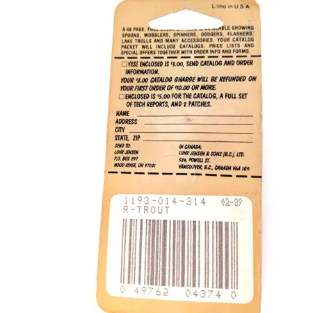 Luhr Jensen Hus-lure Cuillère, Truite arc-en-ciel, 7g, Vintage, #10637