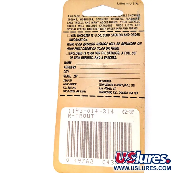 Luhr Jensen Hus-lure Cuillère, Truite arc-en-ciel, 7g, Vintage, #10637