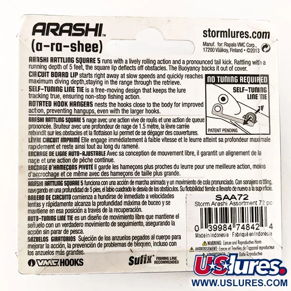 Storm Arashi Rattling Square 5 Crankbait, Bluegill, 18g, Bavette GFK, #11332