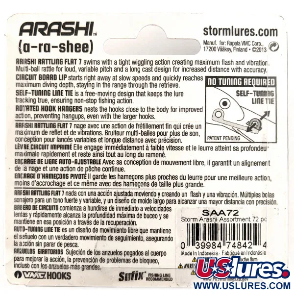 Storm Arashi Rattling Flat 7 Crankbait, Bleu/Argent, 12g, #11347