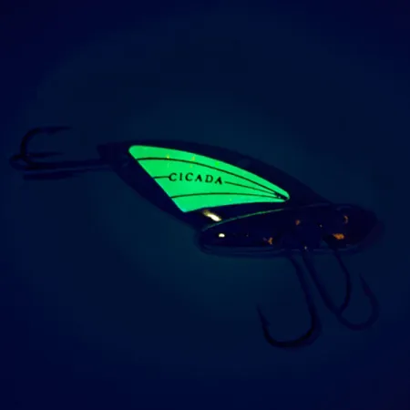 Reef Runner Cicada Lame, Nickel / Vert, 6g, Aile Luminescente, #11430
