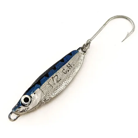 Luhr Jensen Crippled Herring Jig, Nickel/Bleu, 14g, Hameçon Simple, #11539