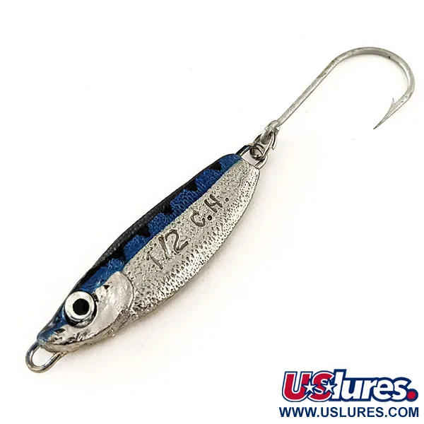 Luhr Jensen Crippled Herring Jig, Nickel/Bleu, 14g, Hameçon Simple, #11539