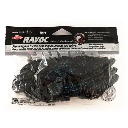 Berkley Havoc Craw Fatty Leurre souple, Black Blue Fleck, 10cm, #11699