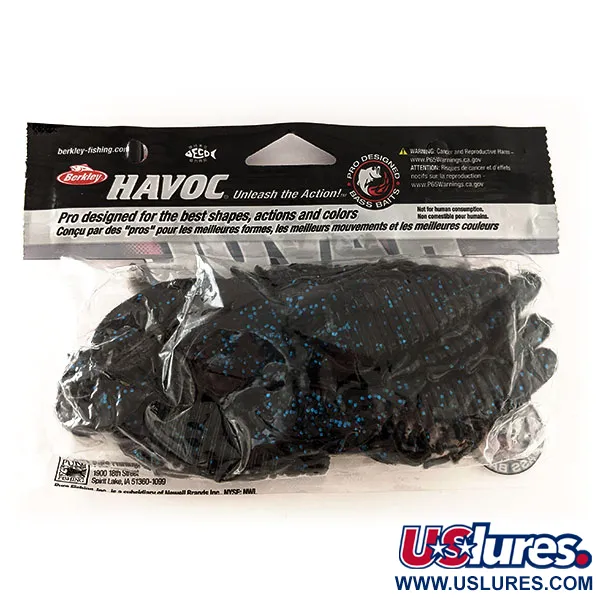 Berkley Havoc Craw Fatty Leurre souple, Black Blue Fleck, 10cm, #11699