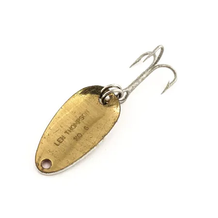 Len Thompson #6 Cuillère, Rouge / Blanc / Laiton, 3.5g, Vintage, #11754