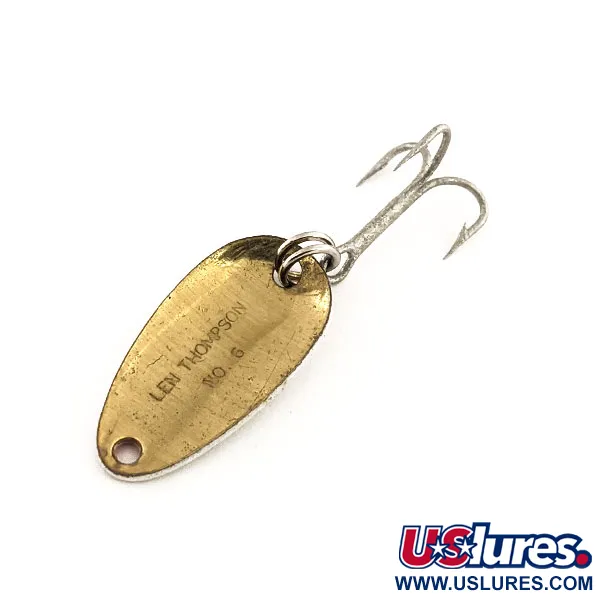 Len Thompson #6 Cuillère, Rouge / Blanc / Laiton, 3.5g, Vintage, #11754