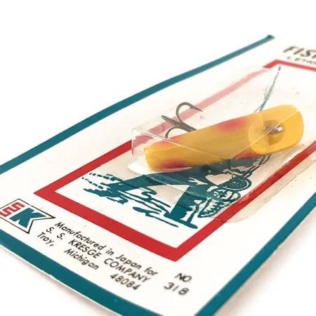 Kmart Kresge #318 Leurre traîne, Yellow / Red, 2.5g, Vintage, #11828