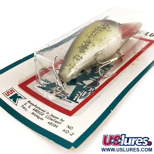 Kmart Kresge #K02 Crankbait, Jaune/Noir/Glitter, 14g, #11835