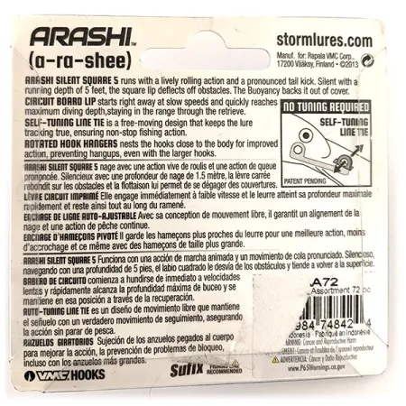 Storm Arashi Silent Square 5 Crankbait, Bleu/Argent, 18g, Silent, #11951