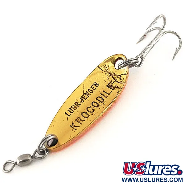 Luhr Jensen Krocodile Cuillère, Rouge / Laiton, 9g, UV Glow, #12316