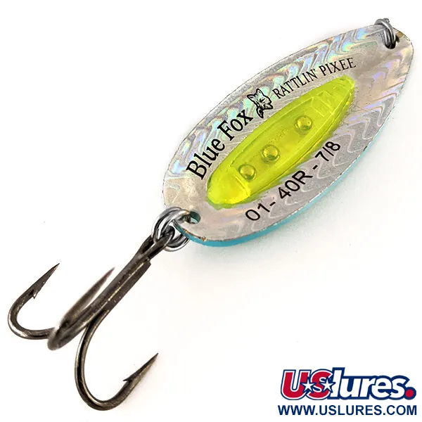 Blue Fox Rattlin Pixee Cuillère, Rainbow Herring / Yellow, 24g, #12336