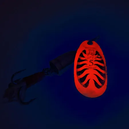 Blue Fox Super Vibrax 5 UV Cuiller, Rouge / Laiton, 13g, UV, #12490