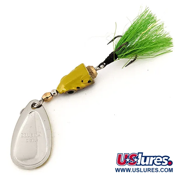 Blue Fox Vibrax Shallow Cuiller, Arc-en-Ciel Jaune/Vert, 8g, #12555