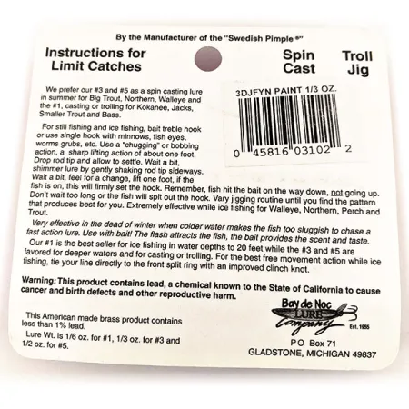 Bay de Noc Do-Jigger #3 Cuiller, Nickel/Orange, 9g, USA, #12671