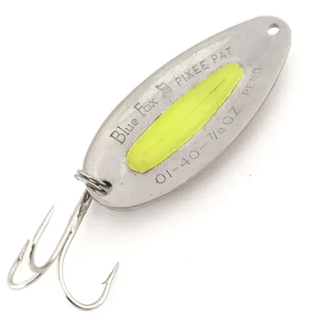 Blue Fox Pixee UV Cuillère, Nickel martelé/Jaune, 24g, Insert UV, #12701