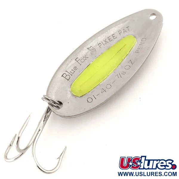 Blue Fox Pixee UV Cuillère, Nickel martelé/Jaune, 24g, Insert UV, #12701