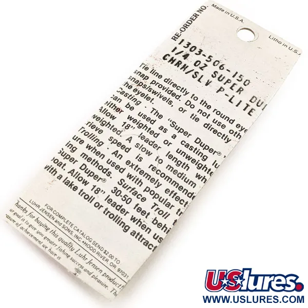 Luhr Jensen Super-Duper 506 Cuillère, Nickel/Rouge, 7g, Neuf, #12846