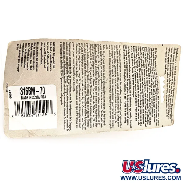 Strike King Buzzbait Buzz King, Nickel/Chartreuse, 5,3g, 3 pales, #12891