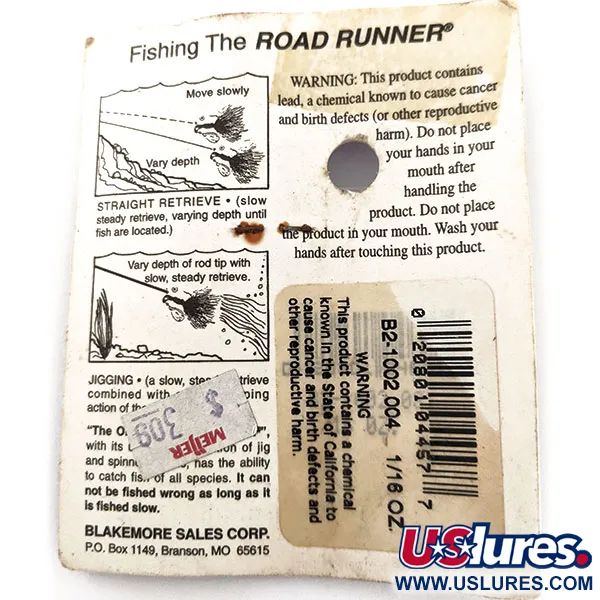 Blakemore Baits Road Runner Marabou Jig, Noir, 3.5g, Underspin, #12896