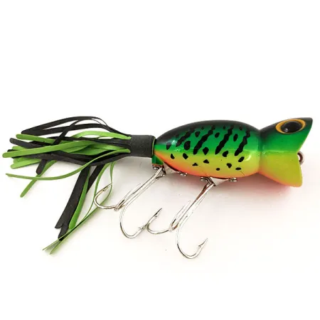 Fred Arbogast Hula Popper Leurre de surface, Fire Tiger, 14g, #12918