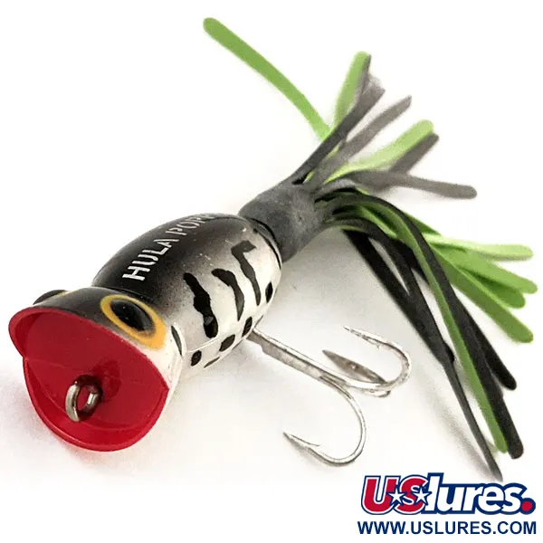 Fred Arbogast Hula Popper Popper, White Tiger, 3g, Jupe Hula, #12928