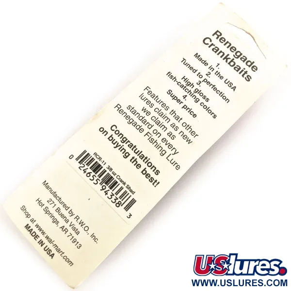 Renegade Crank Shad Poisson Nageur, Vert Foncé Or, 11g, Bruiteur, #12933