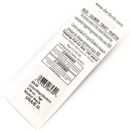 Eppinger Dardevle Midget, 6g, Mackerel/Nickel UV, Cuillère ondulante anti-herbe #23016