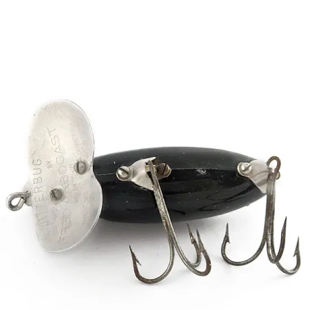 Fred Arbogast Jitterbug, 14g, Noir, Yeux globuleux, Leurre de surface #21794