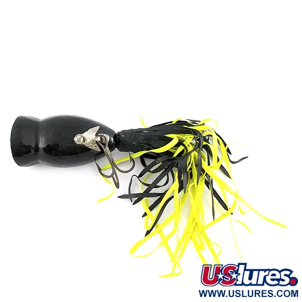 Fred Arbogast Hula Popper, 8g, Noir, Leurre de surface #21834