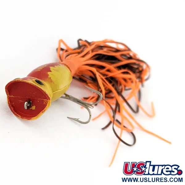Fred Arbogast Hula Popper, 3g, Jaune et Rouge, Popper de Surface #22235