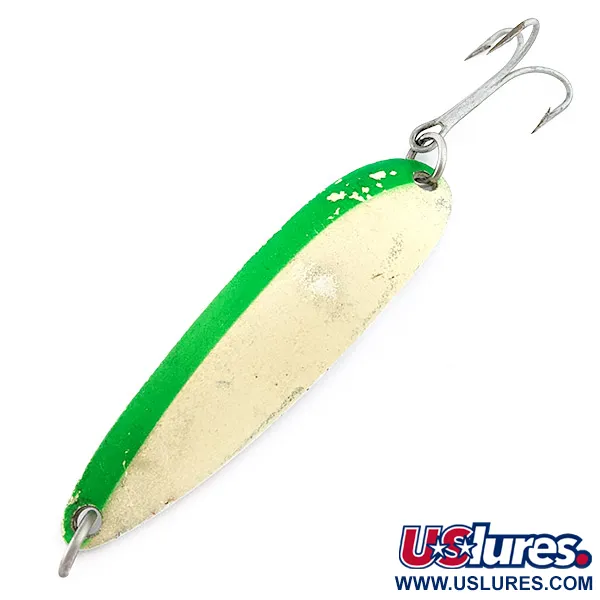 Luhr Jensen Krocodile #5, 21g, Vert/Blanc Phosphorescent, Cuillère ondulante #22433