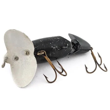 Fred Arbogast Jitterbug Jointed, Noir, 10g, Leurre de surface articulé #22524
