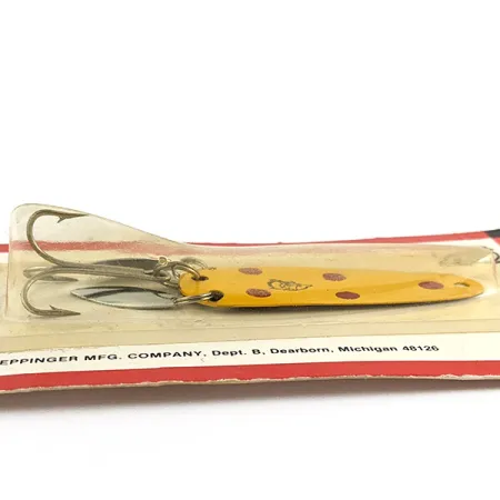 Eppinger Dardevle Sagamore JT Buel Klicker, jaune à points bordeaux, 7g, cuillère #23023