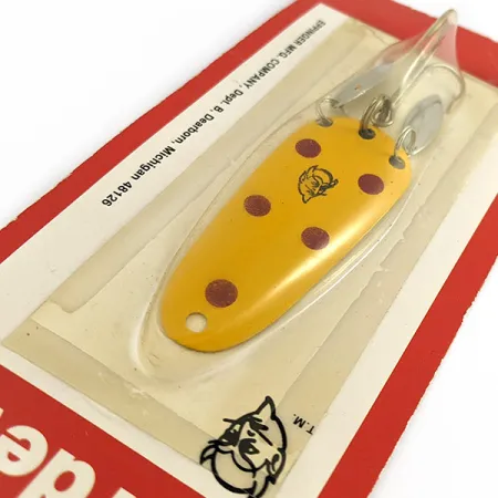 Eppinger Dardevle Sagamore JT Buel Klicker, jaune à points bordeaux, 7g, cuillère #23023