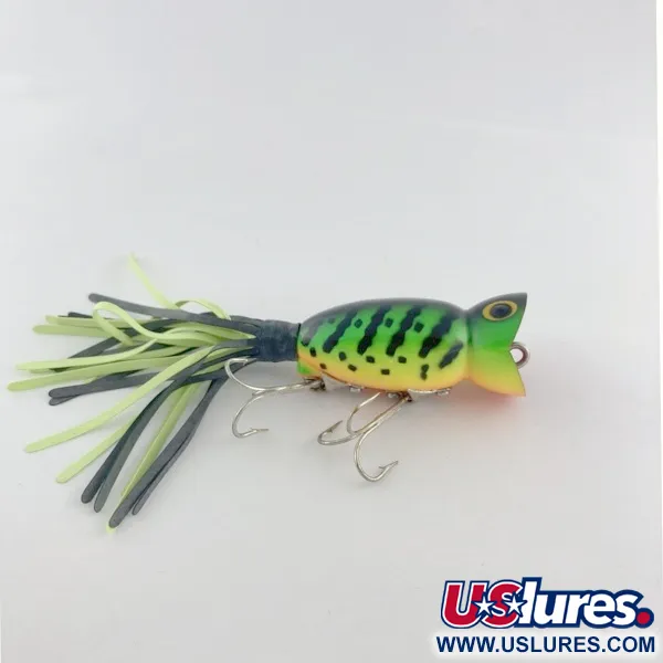 Fred Arbogast Hula Popper, 10g, Vert et Jaune, Popper #23751