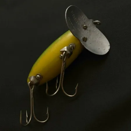 Fred Arbogast Jitterbug Early Bug Eye, 14g, Green Tiger, Crawler de Surface #23902