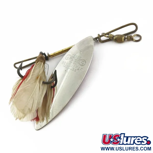 4 Bros 4 Brothers Willow Leaf, 14g, nickel/rouge, Cuillère Tournante #23937