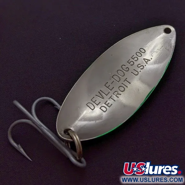 Eppinger Dardevle Devle Dog Detroit, 21g Nickel/Vert, Cuillère ondulante #24199