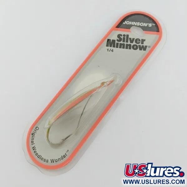 Johnson Silver Minnow, 21g Vert/Orange/Nickel, Cuillère ondulante anti-herbe #24267